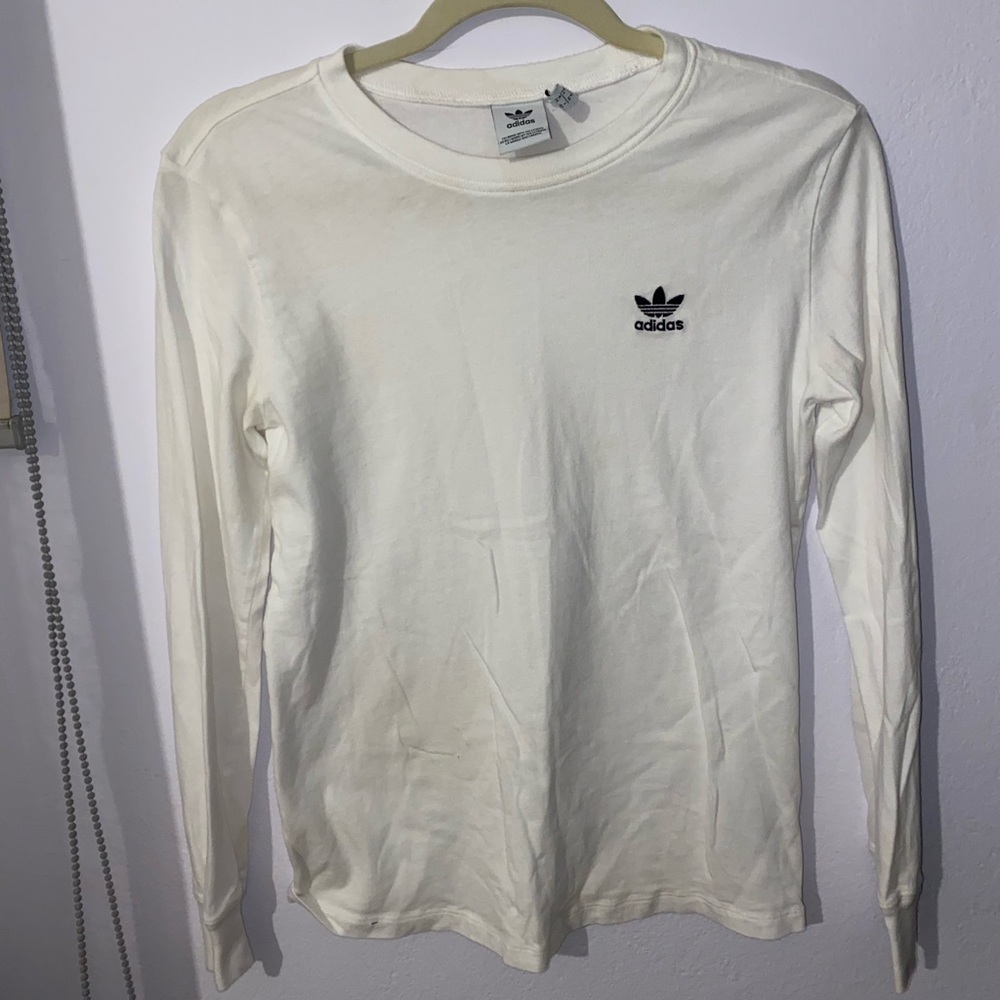 White adidas long sleeve tee